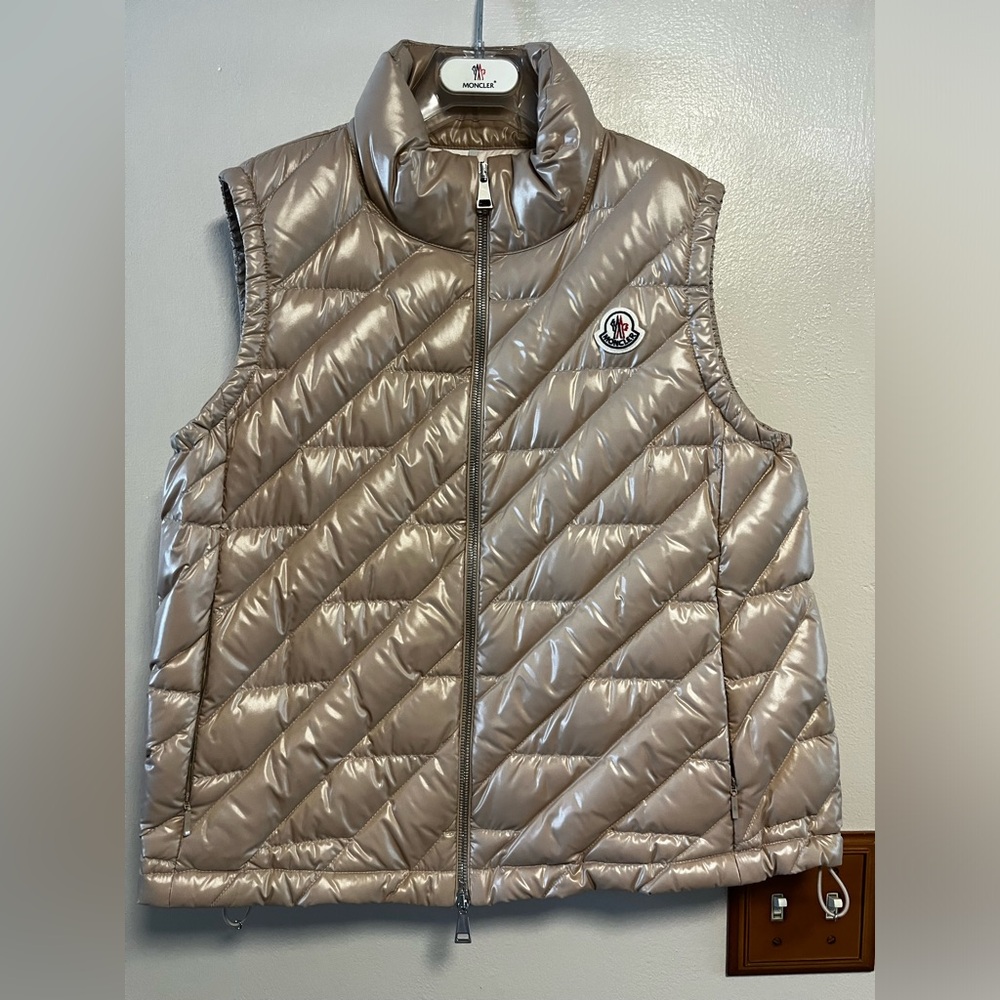 Moncler Lecroisic Women's Tan Quilted Down Puffer Vest
